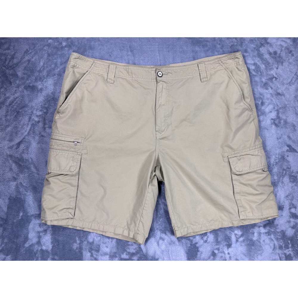 Bob Timberlake Mens Khaki Ripstop Cargo Shorts Size 44 Tan Hiking Utility Pocket